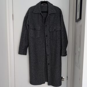 Women's Gray Long Oversized Shacket Coat